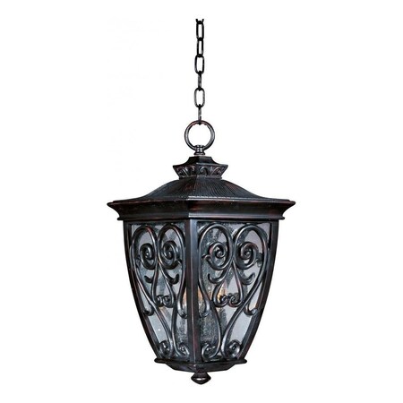 Maxim Three Light Oriental Bronze Seedy Glass Hanging Lantern 40128CDOB